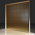 Elegant Modern Room Divider With Gold Frame And Intricate Cutout Patterns 3d model
