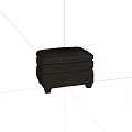 Modern Square Leather Stool With Stacked Layers And Sturdy Black Legs 3d model