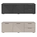 Modern TV Stand With Geometric Patterns Two Tone Design Storage Drawers And Cabinets 3d model