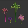 Four Palm Arbor Trees With Different Sizes And Green Foliage
