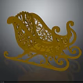 Orange Decorative Sleigh Equipment With Intricate Carvings And Curved Design Details