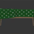 Green Tablecloth With White Clover Pattern Covering Wooden Table On Black Background