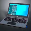 Dell Open Laptop Displaying Windows Interface With App Icons And Colorful Backlit Keyboard
