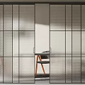 Modern Interior Sliding Doors with Glass Panels and Metal Frames Design 3d model