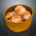 Wicker Basket Filled With Fresh Golden Brown Bread Rolls For Daily Use