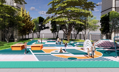 Modern children's play area, residential area, sports and fitness venue, planet theme, children's activity park, fitness equipment, full-age activities 3d model