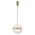 Modern Elegant Gold Brass White Glass Spherical Pendant Light With Double Layer Frame 3d model