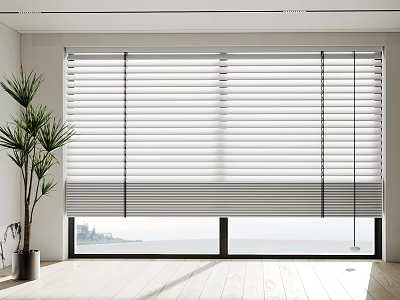 Venetian Blinds For Modern Window With Natural Light And Scenic View In Bright Room 3d model