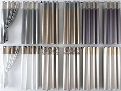 Elegant Curtains In Various Colors And Styles For Home Window Decor 3d model