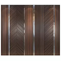 Modern Wooden Wall Panels With Herringbone Pattern And Silver Metal Strips Interior Design