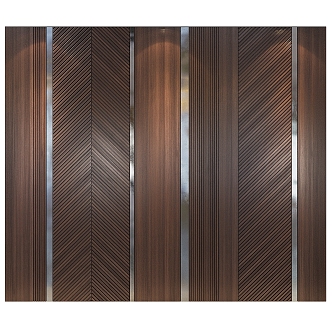 Modern shape wood veneer wall panel 3d model