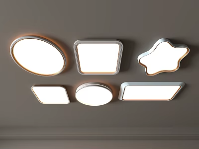 Modern Ceiling Lights with Various Shapes White Ceiling Mounted in Modern Home Interior 3d model