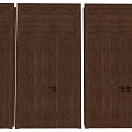 Three Wooden Hinged Doors Featuring Paneled Design Brown Frames And Handles 3d model