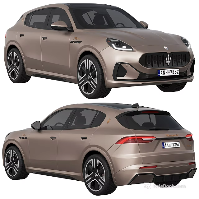 Maserati SUV Front And Rear View In Champagne Color 3d model 