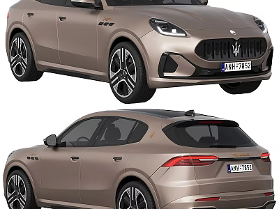 Maserati SUV Front And Rear View In Champagne Color 3d model