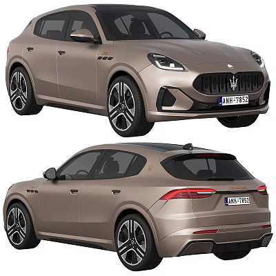 Maserati SUV Front And Rear View In Champagne Color 3d model