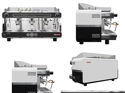 Cafe Professional Coffee Machines With Modern Black And White Design And Stainless Steel Body 3d model