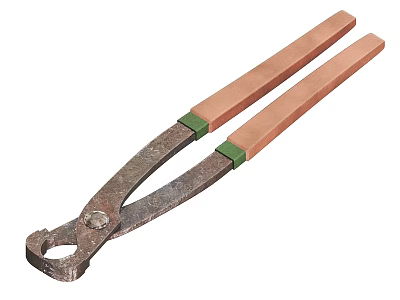 Durable Industrial Hardware Wrench With Metal Jaws Wooden Handles Green Grips 3d model