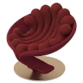Burgundy Single Sofa With Curved Design And Metal Base For Modern Living Room