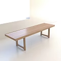 Solid Wood Long Bench With Simple Design In White Room Near Window 3d model