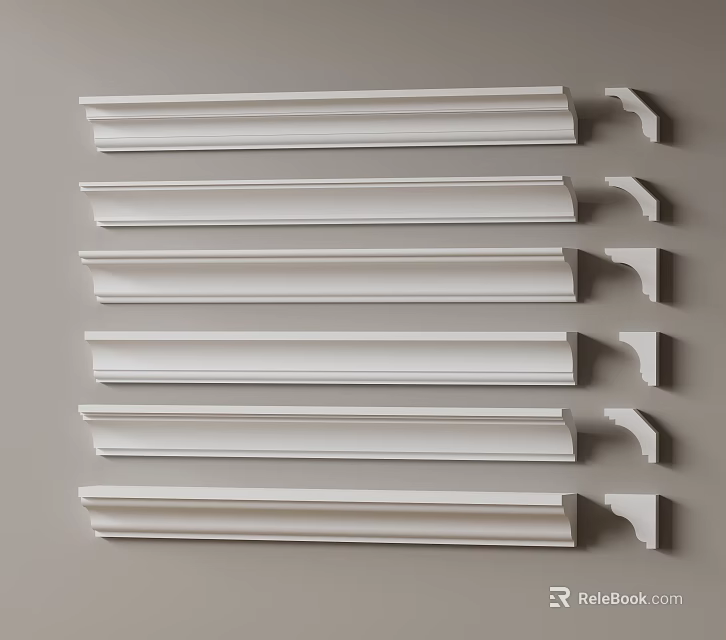 Gypsum Cornice Molding With Various Styles For Home Interior Decoration 3d model 