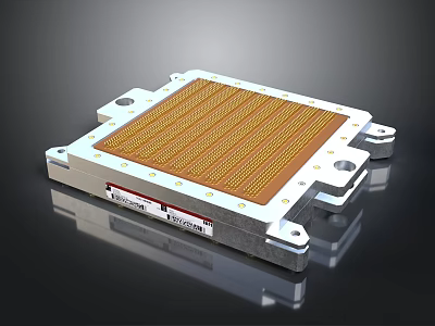 Electronic Circuit Heat Sink With Metallic Frame Striped Surface And Mounting Holes 3d model