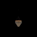 Elegant Layered Beaded Chandelier With Wooden Rim And Hanging Chains For Decor