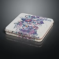 Square Padded Furniture Cushion With Vibrant Colorful Pattern And Decorative Stitching Design