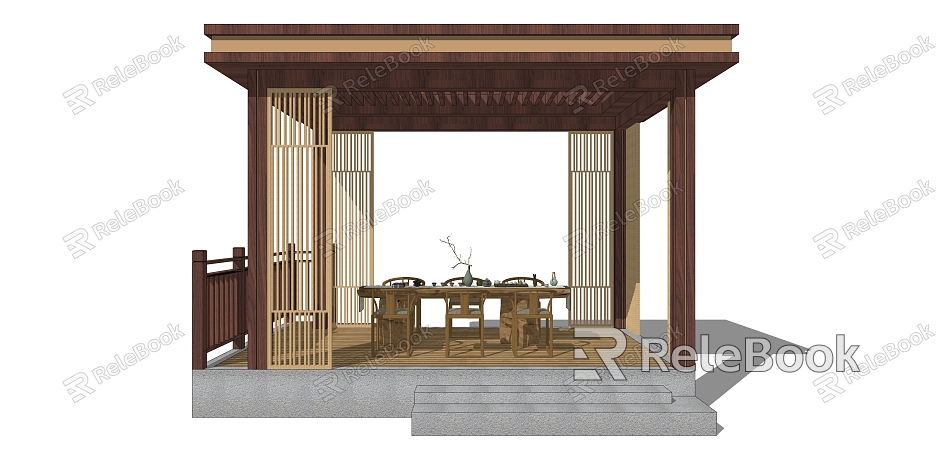 New Chinese Style Pavilion Anticorrosive Wooden Pavilion model