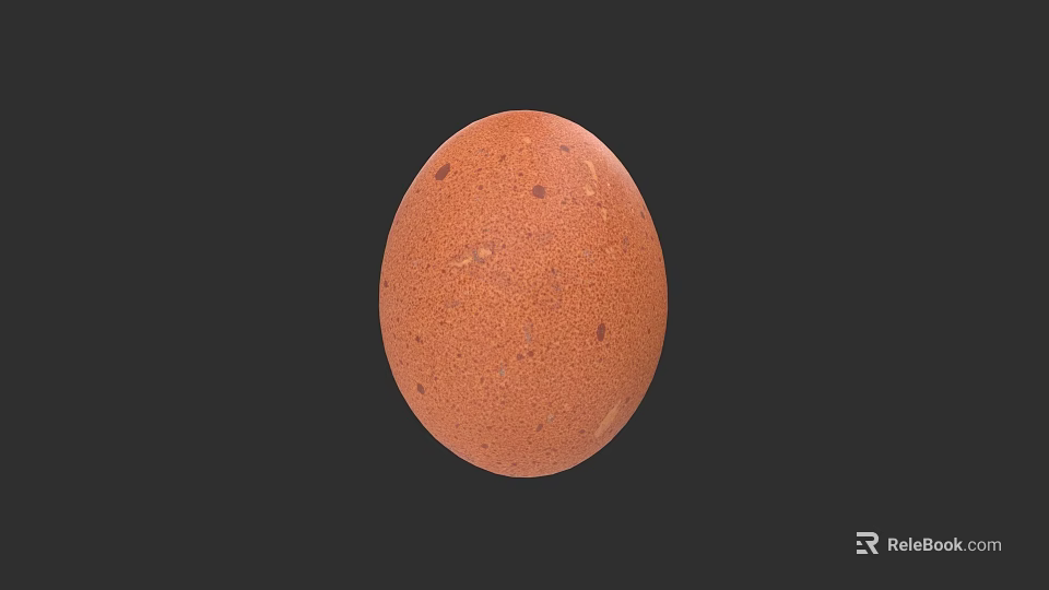 Fresh Brown Egg With Speckled Shell Isolated on Dark Background 3d model 
