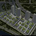 Modern Office Buildings Complex With High Rise Towers Low Rise Structures And Green Rooftops
