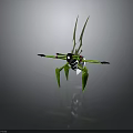 Green Creature With Black Body Red Eyes Long Legs And Elongated Wings