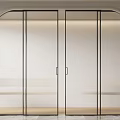 Modern Black Framed Sliding Doors With Frosted Glass And Arched Top In Minimalist Interior