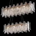 Modern Crystal Chandelier With Layered Glass Pendants And Sparkling Light Design