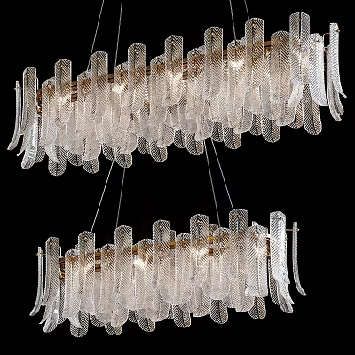 Modern Crystal Chandelier With Layered Glass Pendants And Sparkling Light Design 3d model