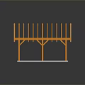 Detailed Orange Roof Truss Model Featuring Triangular Structures And White Base