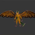 Orange Dragon Game Movie Character With Muscular Body Horns And Wings