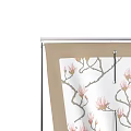 White Curtains With Pink Floral Pattern Beige Border And Tieback Design 3d model