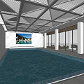 Indoor Swimming Pool Featuring Circular Pools Large Windows And Skylight Ceiling 3d model