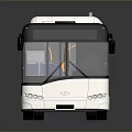 Modern White Public Transport Bus With Blue Seats And Large Windows