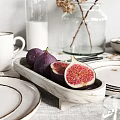 Minimalist Dinnerware Set With Stacked Plates Mugs Figs Dried Flowers And Milk Bottle