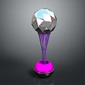 Modern Furniture Table Lamp With Silver Geometric Top Purple Supports And Pink Base