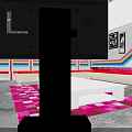 Heart Fitness Center Interior With Red White Decor Circular Red Striped Door And Lockers