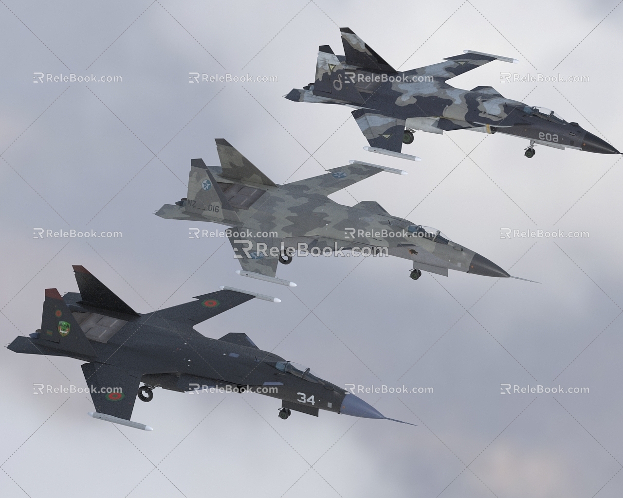 Su47 Russian Air Force Multifunctional Supersonic Fighter with Interior Cockpit Cabin Wing Can Separate 3d model