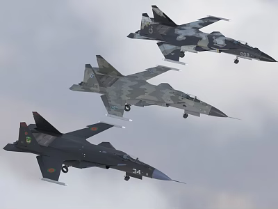 Su47 Russian Air Force Multifunctional Supersonic Fighter with Interior Cockpit Cabin Wing Can Separate 3d model