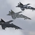 Military Fighter Jets Flying In Formation In Sky 3d model