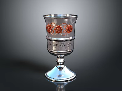 Silver Cup Metal Cup Decorative Cup Delicate Silver Cup 3d model