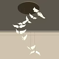 White Wing Shaped Decorations Chandelier Hanging From Ceiling With Light Colored Walls And Simple Lines 3d model