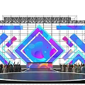 Elegant Ballroom Stage Design With Vibrant Neon Lights And Dynamic Lighting Effects 3d model