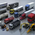 Diverse Commercial Vehicles Collection With Trucks Tankers Fire Engines Dump Trucks And Construction Machinery